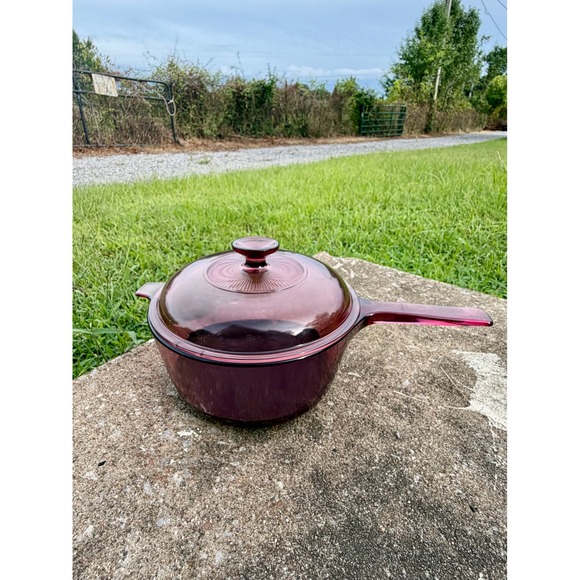 Visiond Visions | Kitchen | Vtg Visions Corning Cranberry Glass 25l Saucepan W ...